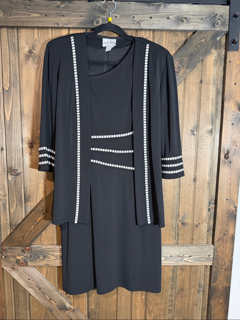 Joseph Ribkoff Black/Jacket Dress with White Trim